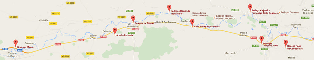 The bodegas of the golden mile(s) of the Spanish wine